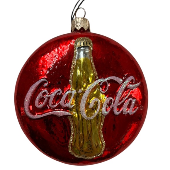 Coca Cola Red and Gold Christmas Tree Ornament - Picture 1 of 5